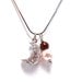 Silver Crystal Crescent Necklace - Pink and Brown Beaded Sorority Necklace - Half Moon - Celestial - Space - Greek Jewelry