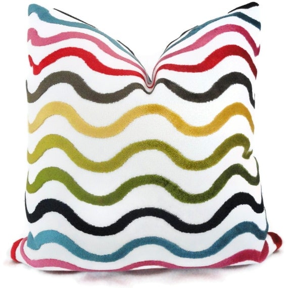 Jonathan Adler Multicolor Wavy Lines Decorative Pillow Cover, Accent Pillow, Throw Pillow, Pillow Cover