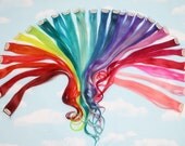 Rainbow Colored Human Hair Extensions, Colored Hair Extension Clip, Hair Wefts, Clip in Hair, Pastel Hair, Dipped Dyed Hair