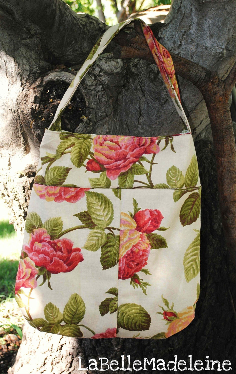 Large Tote Bag, bucket bag, English Roses