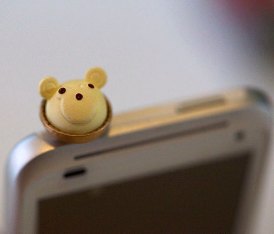 Kawaii White Bear Iphone Earphone Plug/Dust Plug - Cellphone Headphone Handmade Decorations