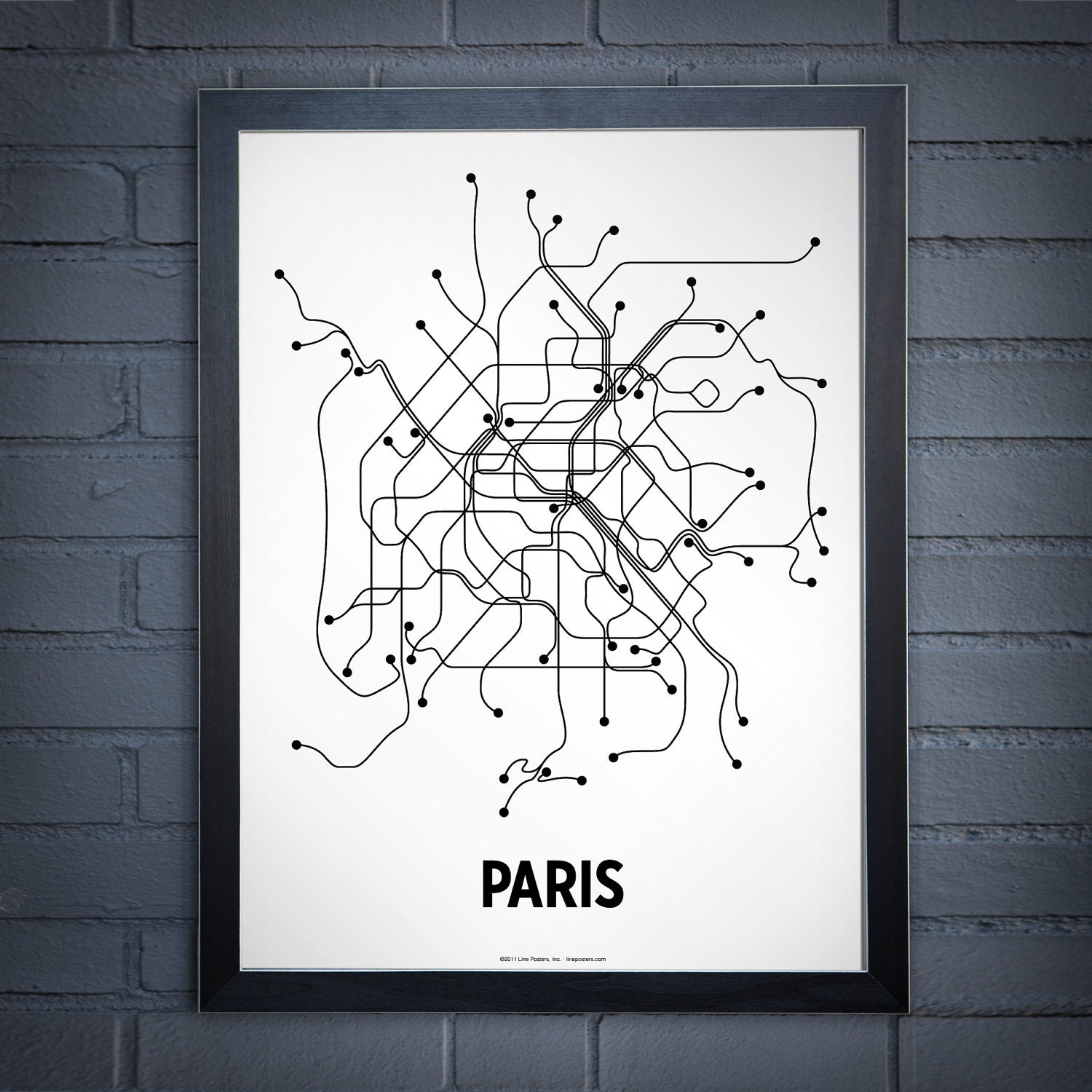 Paris Lineposter Lithographic Print - Black/White