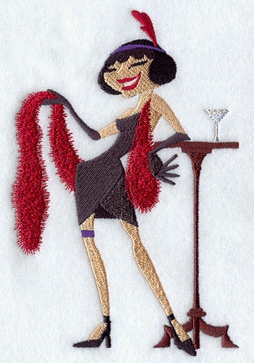Flora Flapper Embroidered Flour Sack Hand/Dish Towel