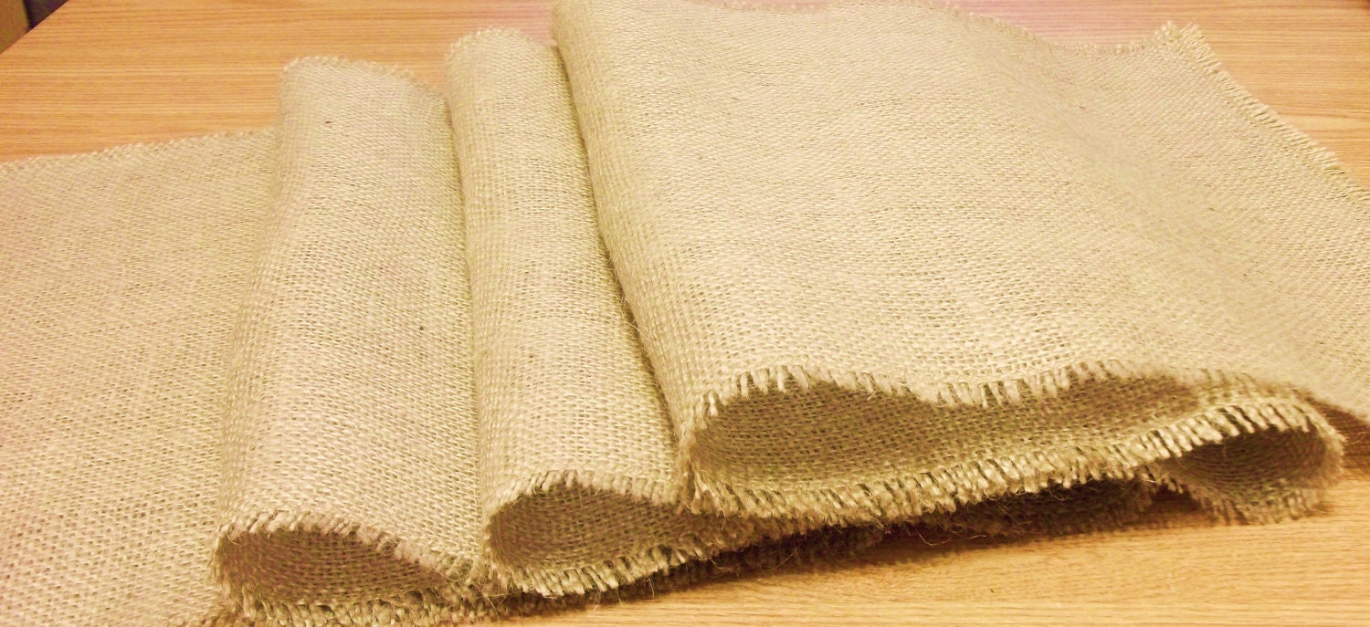 Rustic Burlap Table Runner In Natural Jute Color For Rustic Home Decor