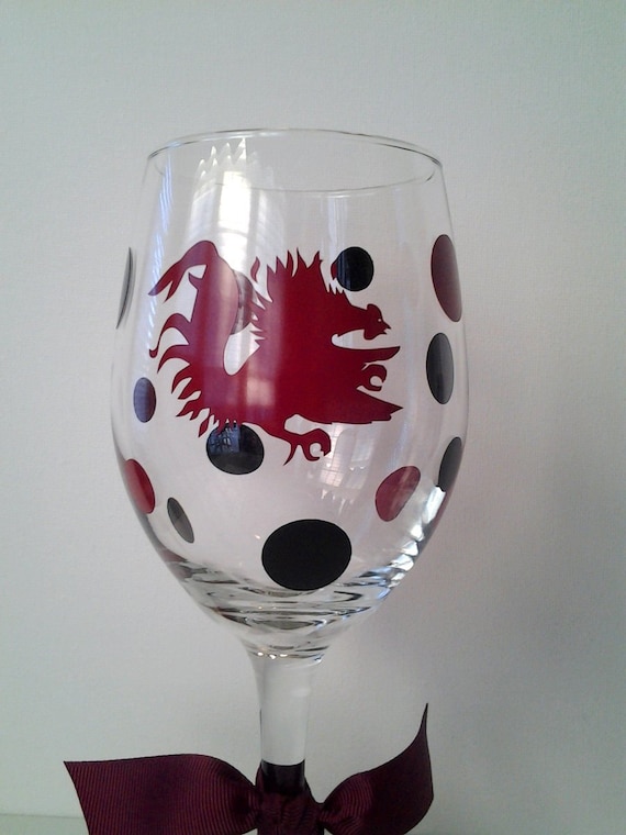 University of South Carolina Gamecocks Wine Glass with Vinyl Dots