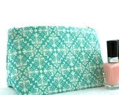 Cosmetic Bag in Retro Aqua Art Deco Print: Bridesmaid Gift, Bridal Shower Favor, Mother's Day Gift, Vintage Print
