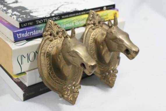 Vintage Equestrian Wall Horse Hook. Coat Hooks. Pair of Brass Horses for Mudroom. House of Fig Style