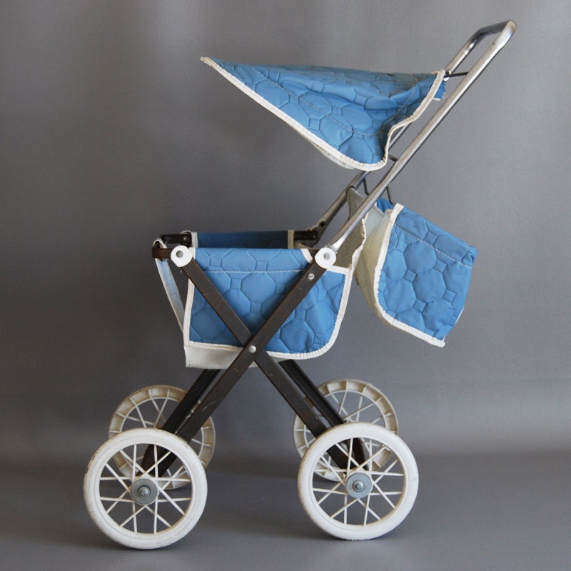 Vintage Light Blue Double Doll Stroller by RealCoolVintage on Etsy