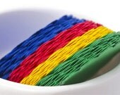 DIY Cupcake topper . rainbow scalloped circle punch die cuts . 2 inch scrapbook embellishment . cobalt . red. yellow. green. 50pc . crafts