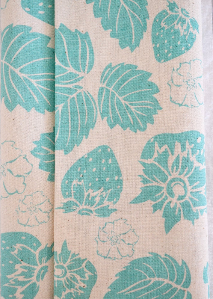 STRAWBERRY FIELD hand printed fabric panel