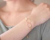 Linked Gold Bracelet - 14k gold filled entwined ovals and beads
