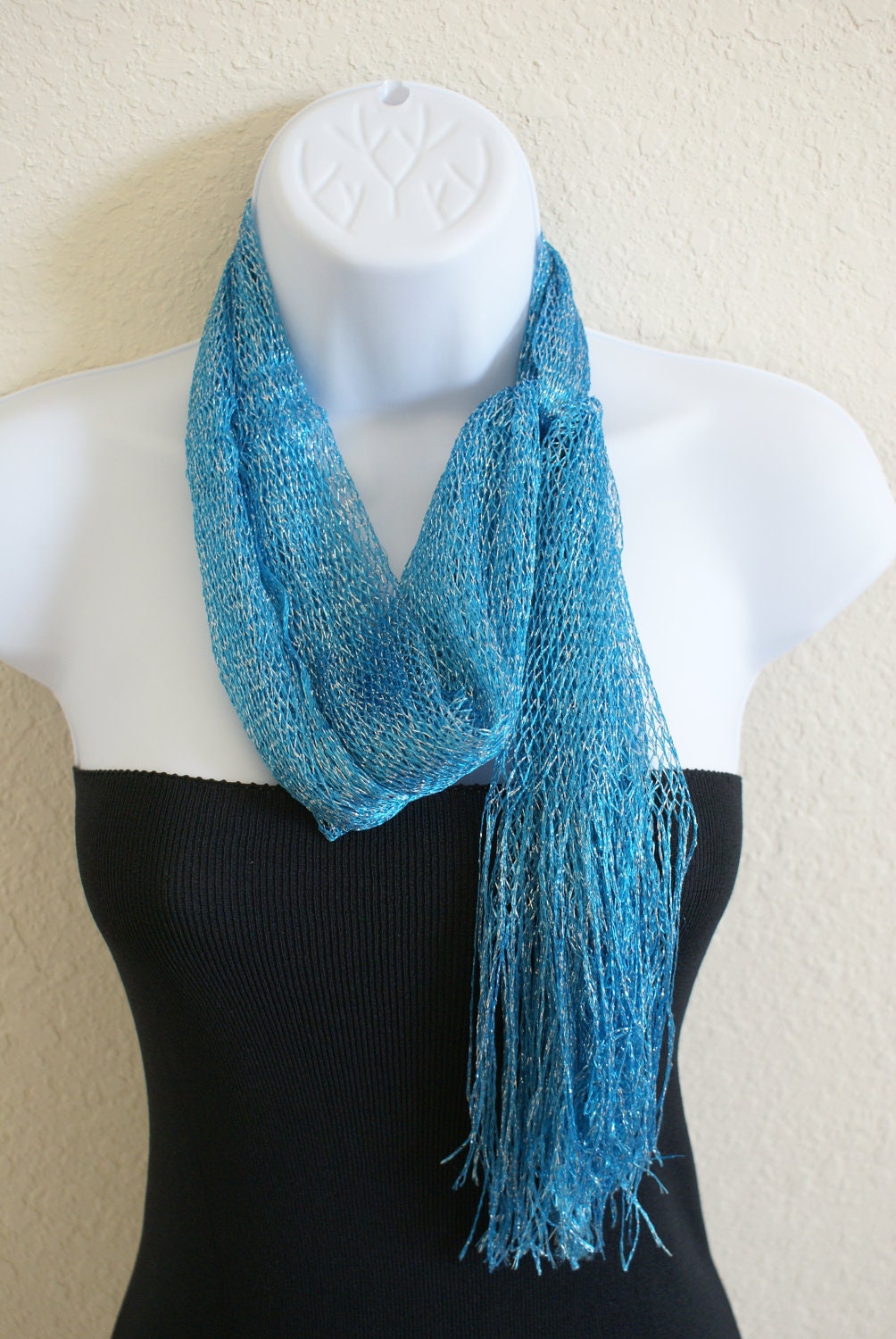 Multipurpose Shiny silver blue color scarf belt bustier top and shawl