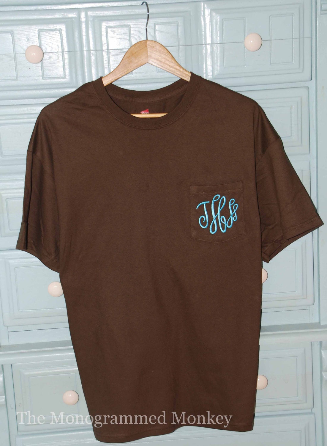 Custom Boutique Preppy Monogrammed Short Sleeve Pocket Tee tshirt tee shirt t-shirt Personalized Adult Womans Womens Woman Ladies