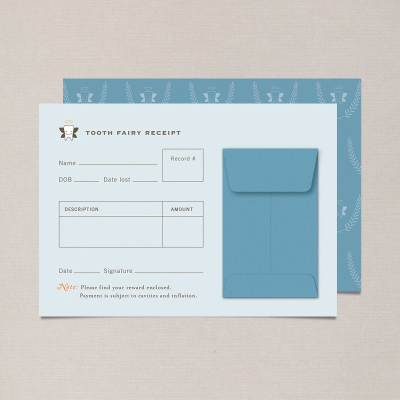 Blue Tooth Fairy Receipts - Set of 10