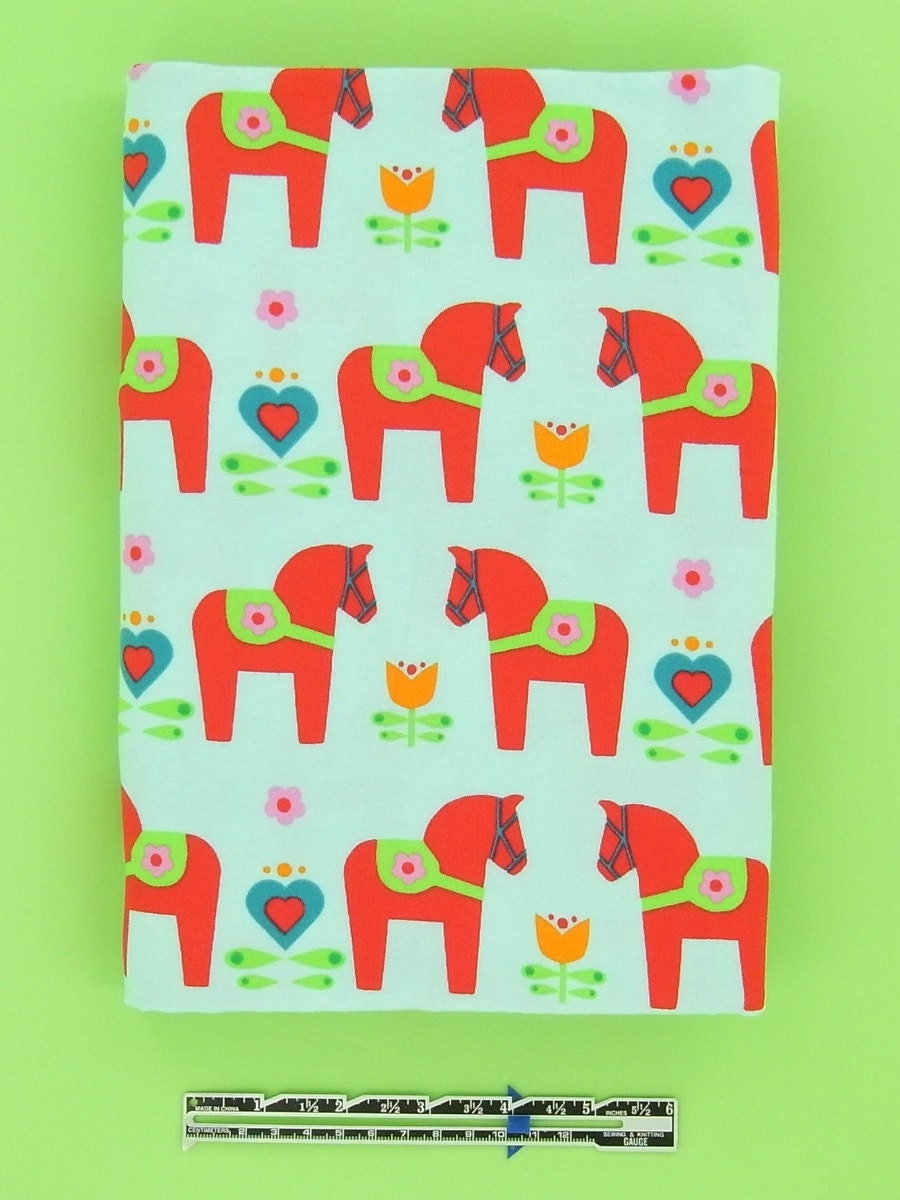 DALA HORSES printed organic cotton single jersey, 1 meter
