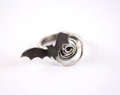 Sterling Silver Bat Ring-Halloween Rings-Tim Burton inspired-Gothic Rings-Under 60