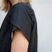 TULIP blouse (black cotton blouse with tulip sleeves and rabbit button) - made to order
