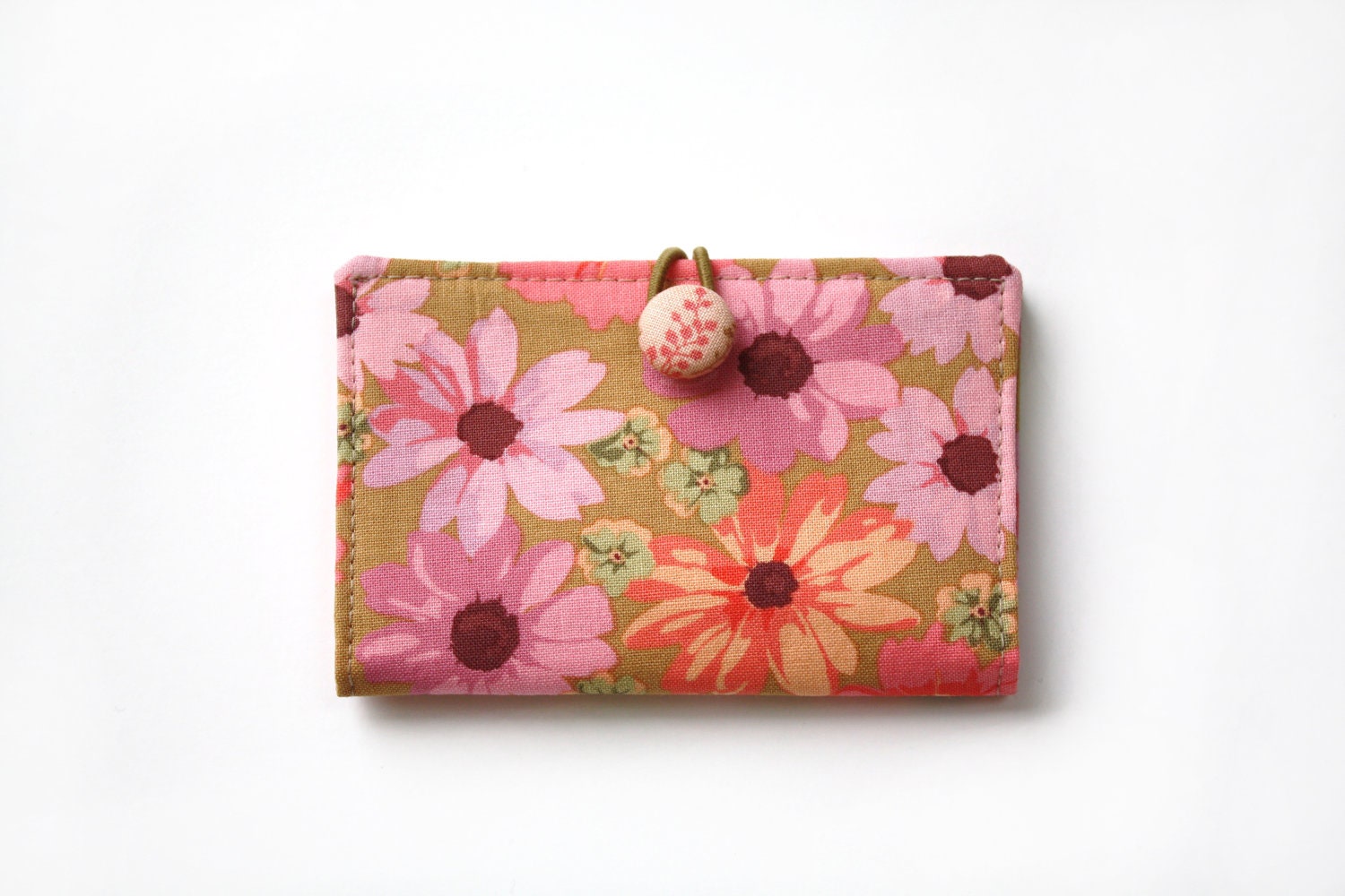 Card Holder, Credit Card Wallet, Gift Card Holder, Rowan, Pink, Ochre, Brown, Floral, Business Card Case