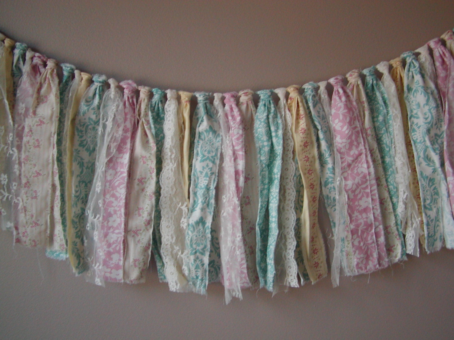 Rag Tie Banner Ready To Ship  Shabby Chic Lace Banner/Bunting Photo Prop