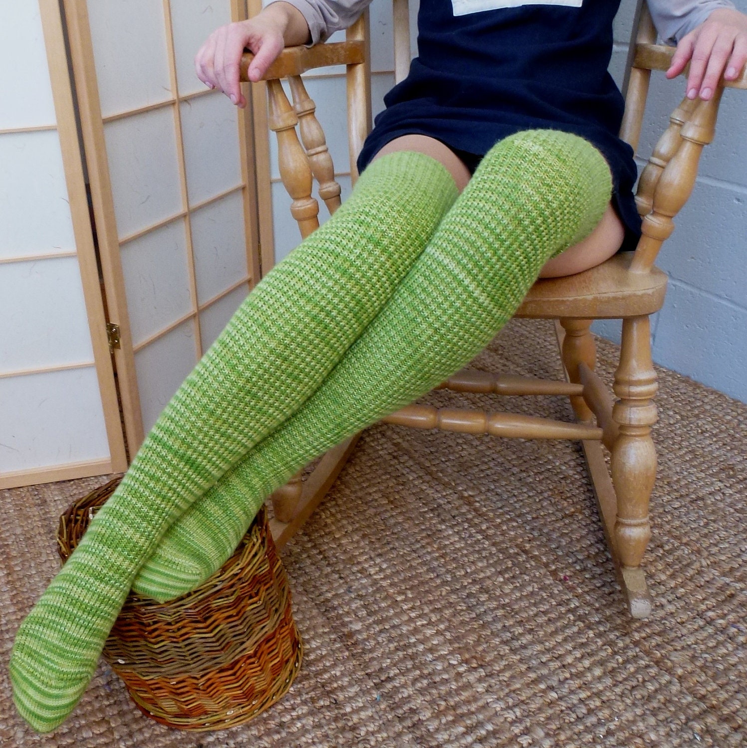 Thigh high KNITTED WOOL socks Better than leg by footfetishsocks