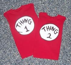 Dr Suess Thing 1 & Thing 2 Red Tshirts size 2 upto size 14  Twin shirts  Two Tshirts