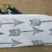 Arrows Pencil Case Back to School Zippered Canvas Pouch Block Print in Black ink