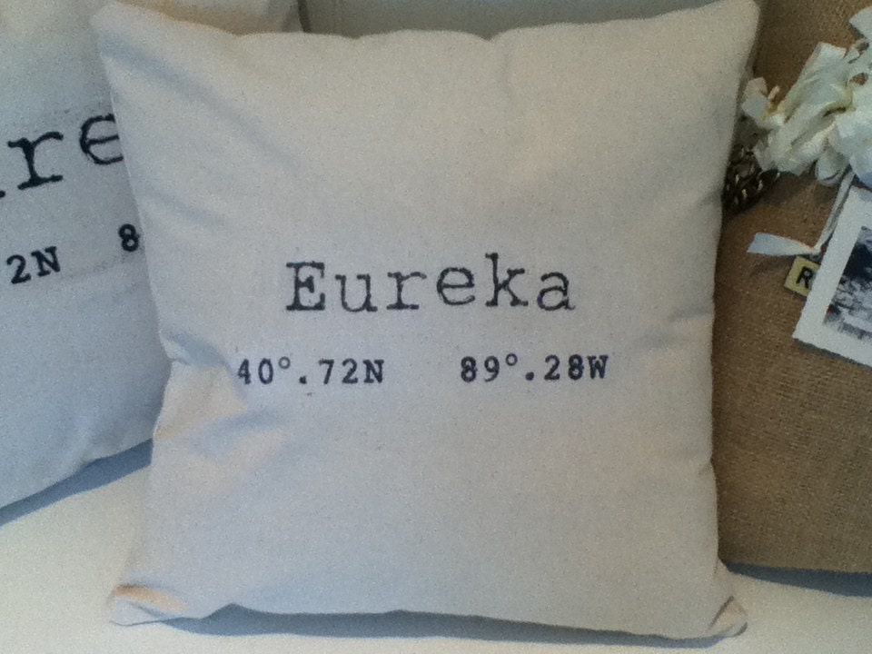 Customizable Latitude Longitude Duck Cloth Pillows -Customize Your City or Location for BIRTHDAY, WEDDING gifts, HOUSEWARMING