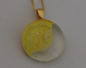 Lemon Drop Martini Glass Vintage Marble Recycled Into Wearable Art with 14 K Gold Bail Gift Box Included