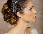 Ivory Dotted Veil, Birdcage Veil, Chenille Polka Dots, Bandeau Birdcage Veil, Bridal Veil - 9" - Made to Order