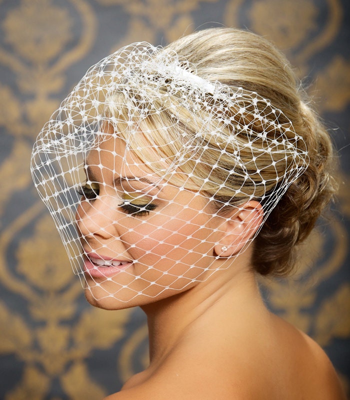 Ivory Birdcage Veil English Merrywidow Veil Bird by GildedShadows