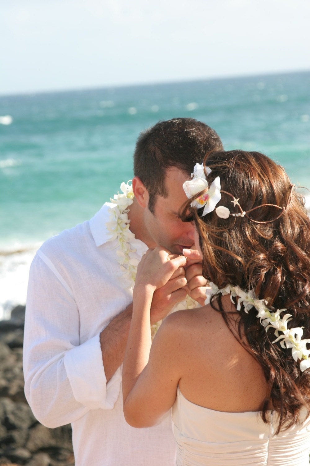 Flower Wreath White Starfish, Freshwater Pearls, Sea Cookie Sand Dollar, Bohemian Flower Crown Perfect for a Beach Wedding