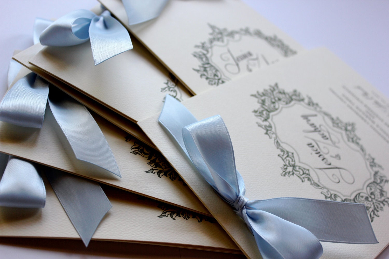 Wedding Programs, textured with Ribbon ceremony program, Antique, Vintage, Elegant, Classic, monogram, CHOOSE RIBBON
