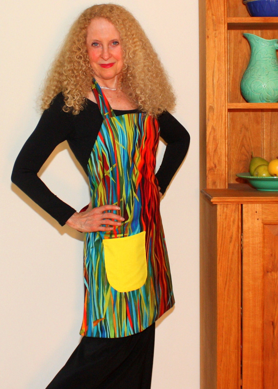 Womens Full Apron, Everglades Stripes Reversible Apron, Womens Reversible Apron