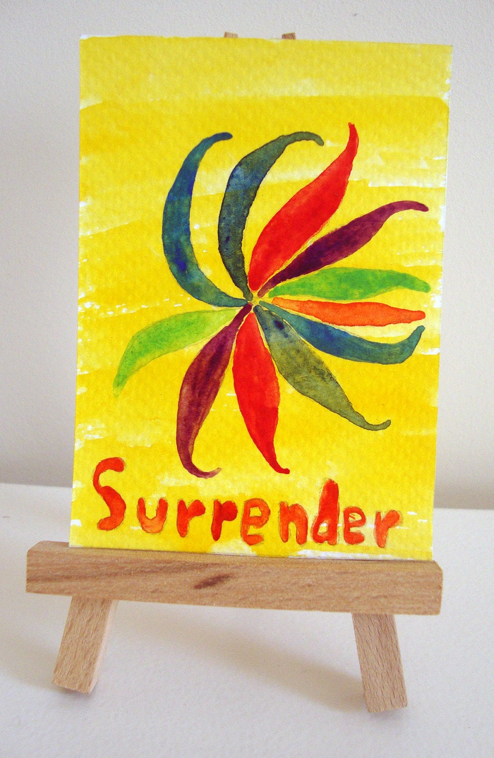 ACEO Original One of a Kind Watercolor Painting - Surrender - Upcycled