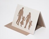 Family Card, Parents with Daughter and Son Cut Silhouette Card