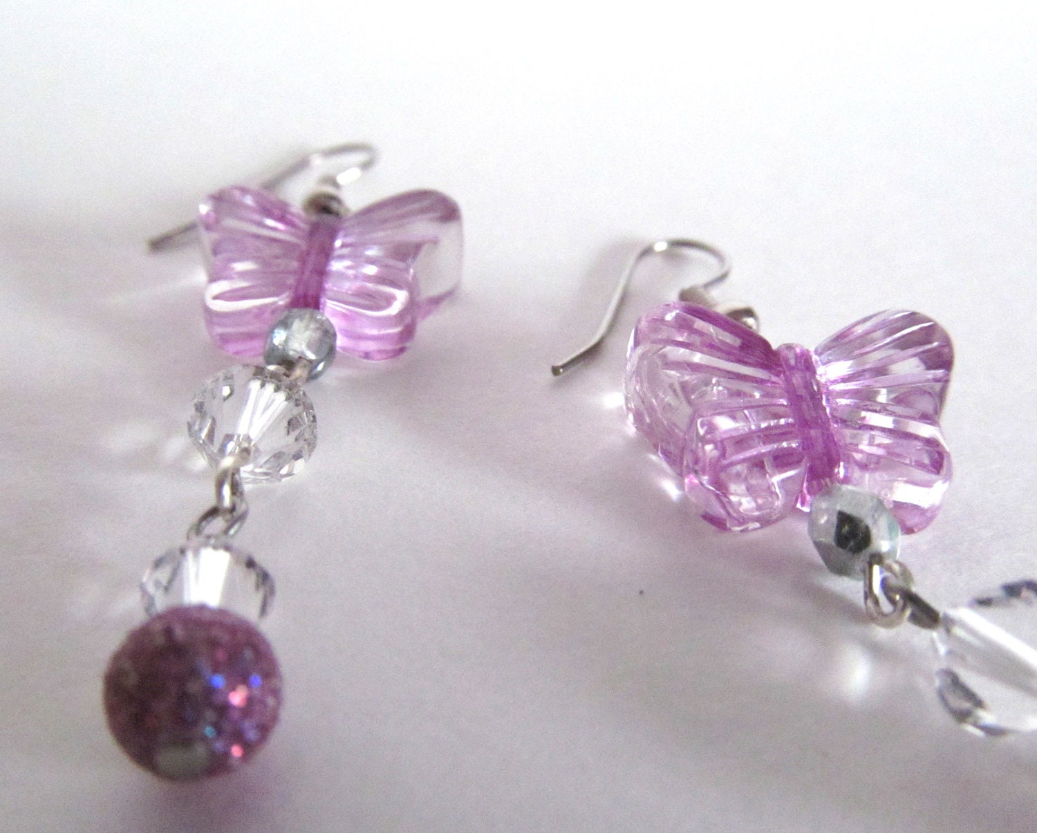 Butterfly Earrings -Beaded Earrings - Purple Earrings