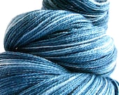 Hand Dyed Yarn - Superwash Merino Silk and Stellina, Sparkle Lace Yarn in Sapphire - Preorder.