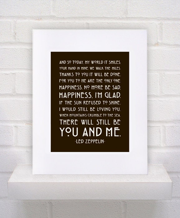 Custom for MARIA - FRAMED - Led Zeppelin Lyrics - Thank You - 11x14 - poster print