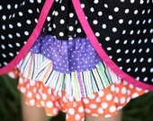 Little girls Peek a boo Halloween Ruffle Skirt. Orange, Green, Purple, Pink. Ready to ship in size 4-6