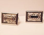 Vintage Mens Swank Rectangular Cuff Links in Silver