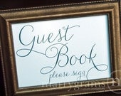 Guest Book Table Card Sign - Wedding Reception Seating Signage - Matching Numbers Available SS01