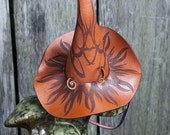 R U a GOOD Witch or a BAD Witch...Bright Sun Orange Feathery Leathery Lil' Witch Hat, Pumpkin, Fascinator, Headpiece, Costume, OOAK
