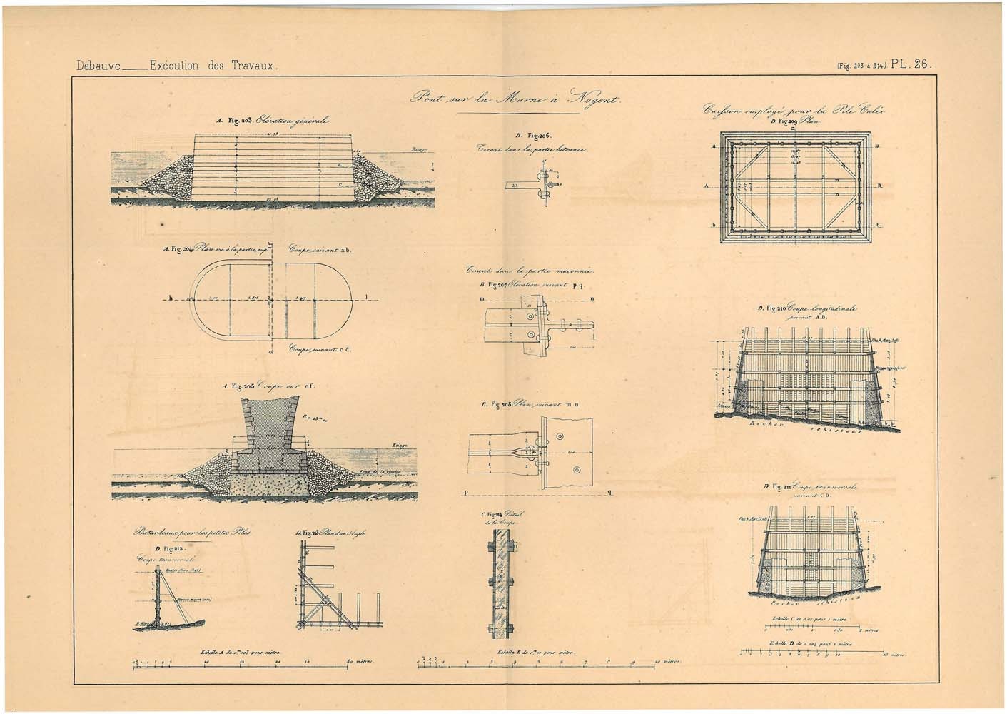 Vintage Technical  Drawing Print Civil Engineering  1872