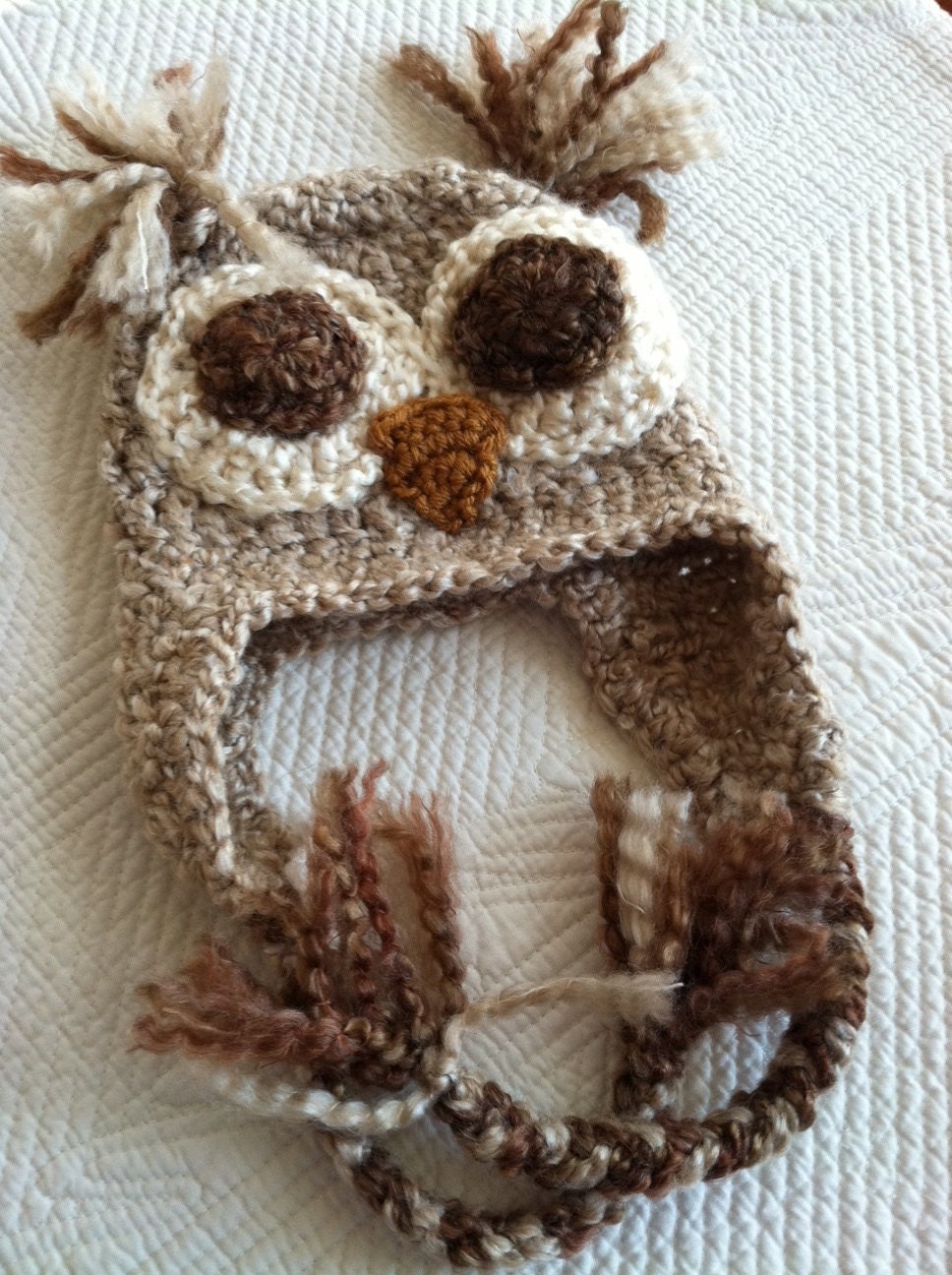 Newborn Owl Hat with Flower, Child Animal Hat, Owl Hat, Crochet Baby Hat, Christmas Hat, Baby Hat, Newborn Hat, Winter Hat