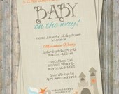 Beach Baby Shower Invitation,  baby shower invitation,  Digital, Printable file