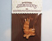Hand Painted Cut Wood Necklace - Prancing Uncommon Fenwick, White and Gold