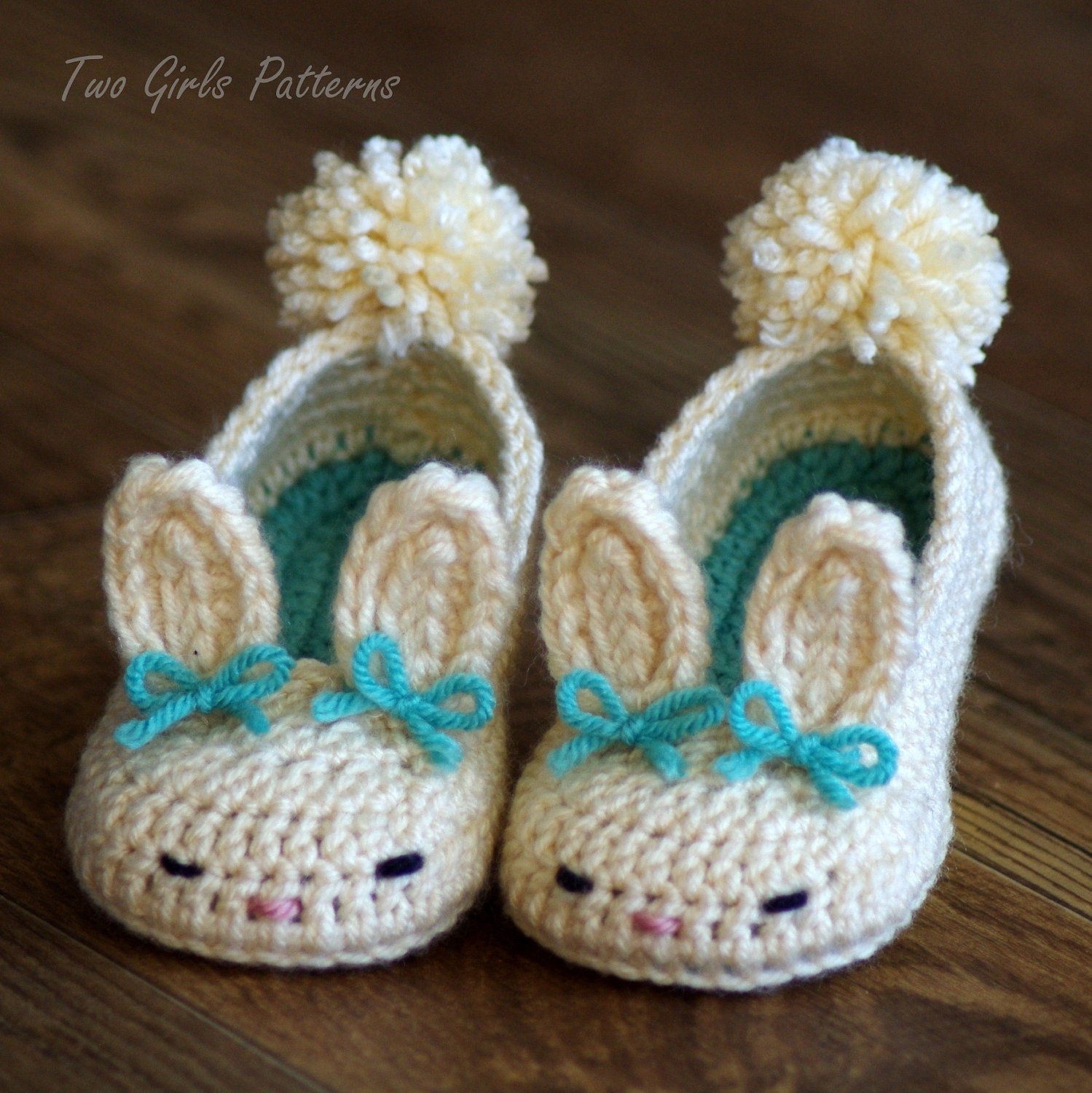 Toddler Bunny Slippers- The Classic Year-Round Bunny Slipper Crochet Pattern - Childrens shoe Sizes 4 - 9 - Number 214 Instant Download