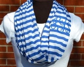 Monogrammed Infinity Scarf Royal Blue/Kentucky Blue Stripe Knit Jersey