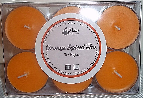 Orange Spiced Tea tea lights, 6 pack