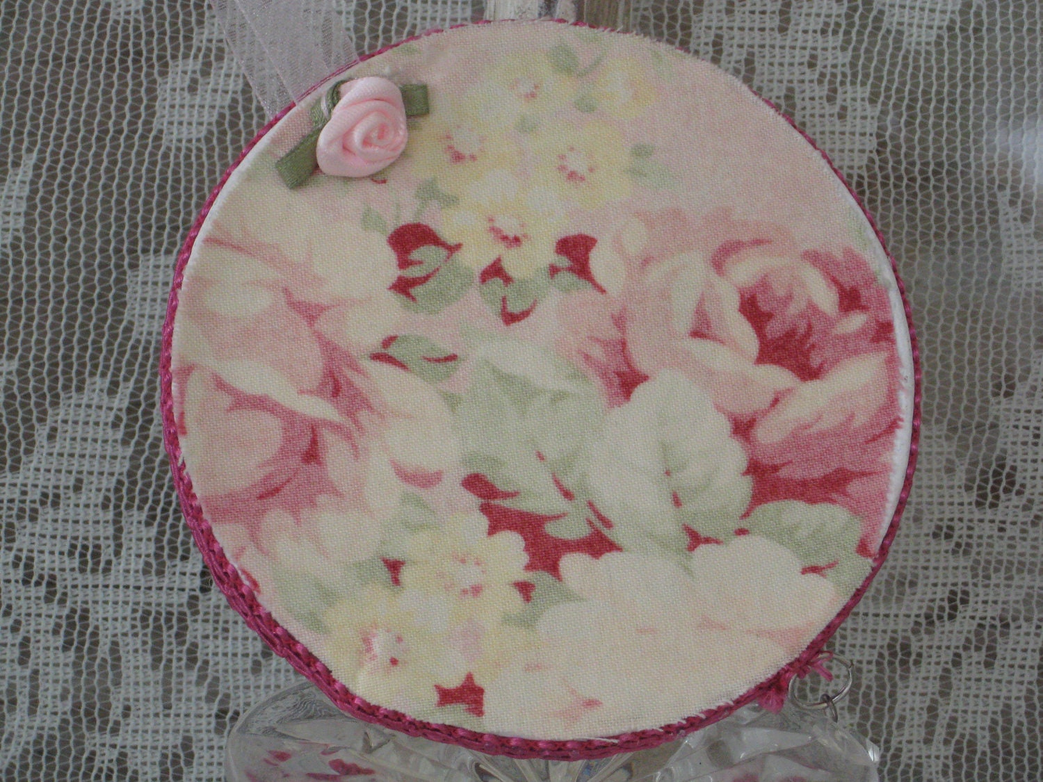 Shabby Chic Ornament, Floral Fabric, Cottage Charm